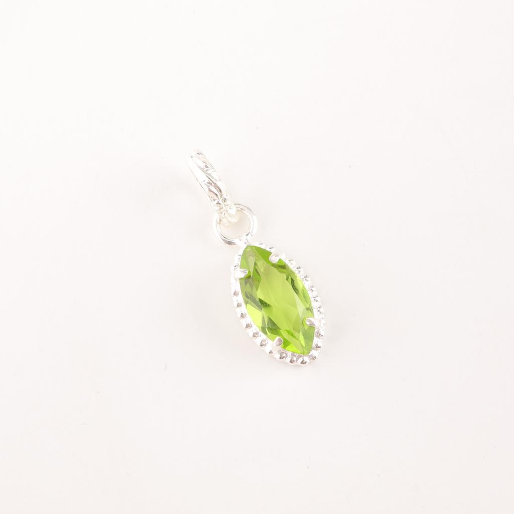 Marquise Peridot Gemstone 925 Sterling Silver Jewelry Handmade Women's Pendant PP-59-7