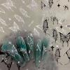 Nail Art Hand Painted Liquid Butterfly Sticker Silver Dark Waterproof Ins Hollow Black and White Silver Decals