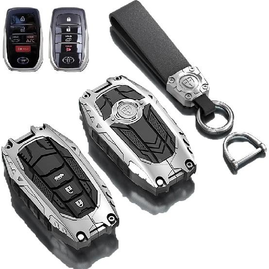 Heavy Metal Key Fob Cover Case Protector For Toyota,Car Key Case Full Protection Key Holder Fit For - Highlander Corolla Prius 2018-2024 RAV4 Camry