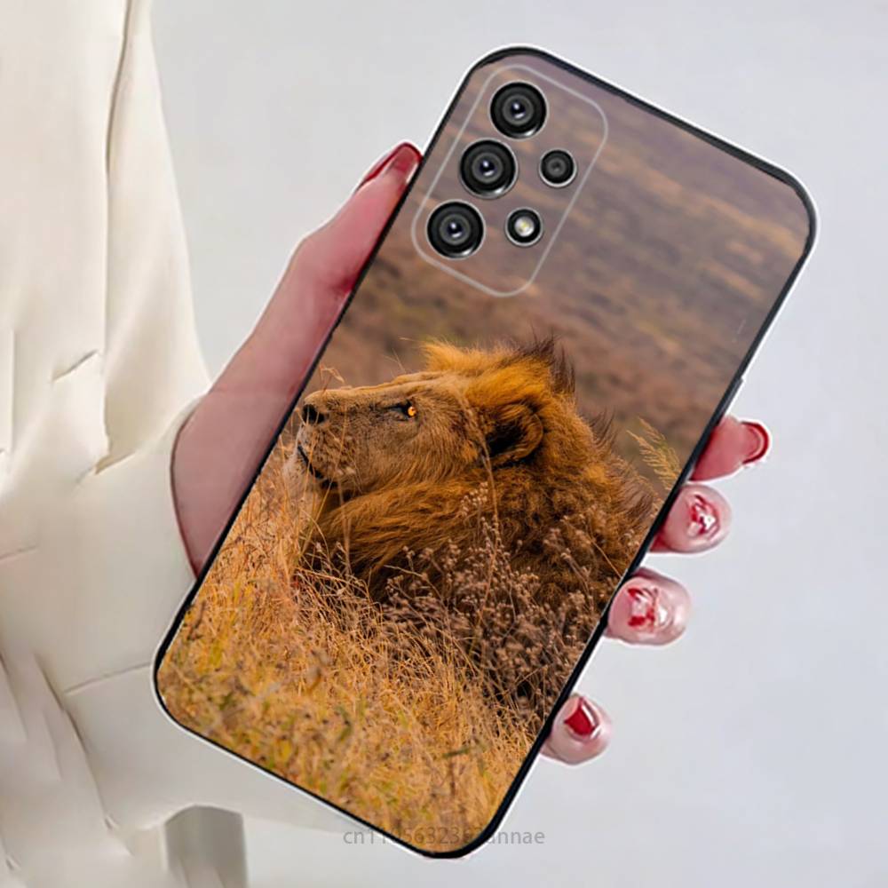 Чехол для телефона с рисунком льва для Samsung Galaxy A13, 21s, 22, 31, 32, 52, 53, 71, 80, A91, мягкий черный корпус