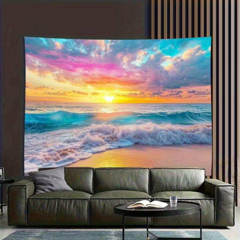 2D Pastel Sunset Beach Backdrop Ocean Photography Background