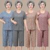 Womens PajamasFloral O-Neck Short Sleeves Tops With Capris Pants Sleepwear Sets