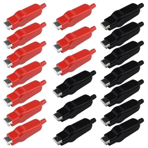 WMYCONGCONG 20A Insulated Battery Clips, Pack of 20 (10 Black + 10 Red) Alligator Clips, Electrical Test Clamps with Insulated Plastic Covers