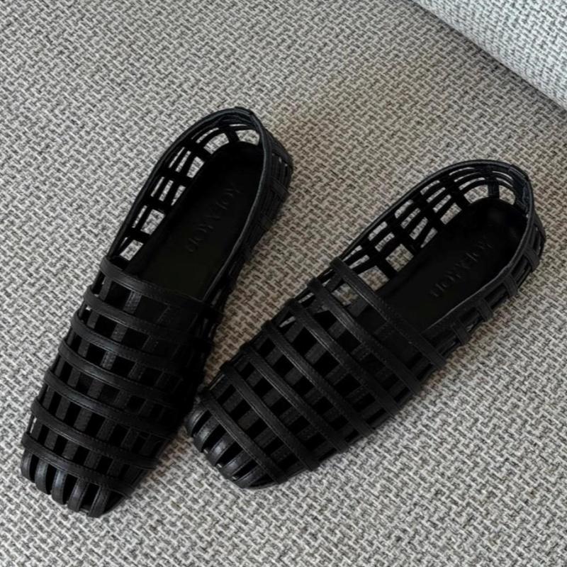 Модный дизайнер Сетчатые полые женские сандалии Мэри Джейн Модные с квадратным носком Женские балетки Новые для прогулок на улице Удобные женские балетки