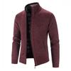 2024 Autumn/Winter New Plush and Thickened Stand Collar Jacket Jacket Half High Neck Knitted Cardigan Sweater for Men