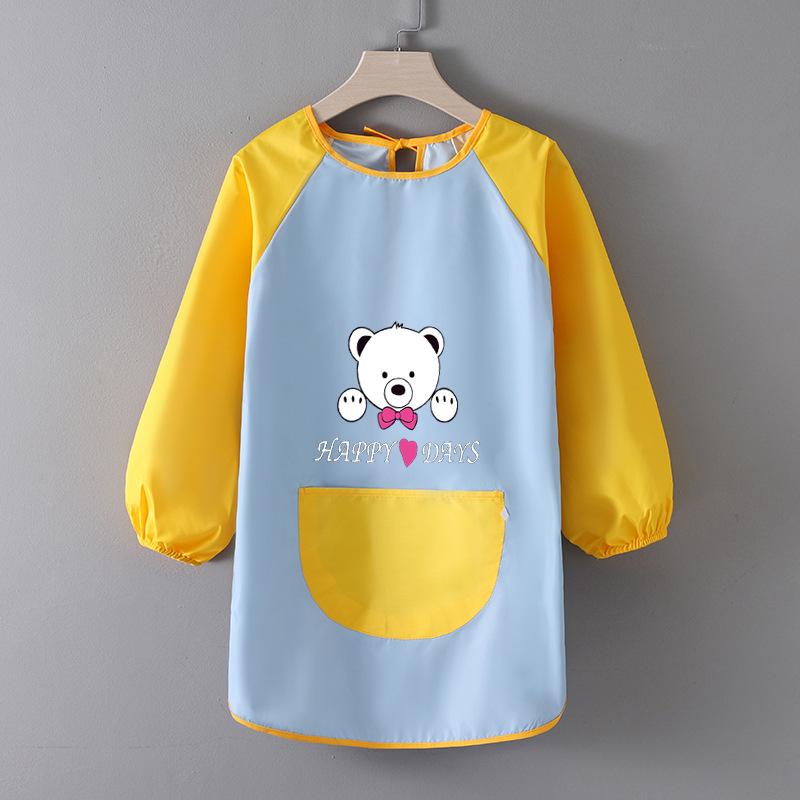 Детский водонепроницаемый художественный фартук с логотипом - Двусторонний фартук для рисования и еды