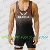Mens Compression Wrestling Singlet With Heat Transfer Print Training Gym Fitness Wear