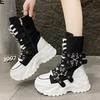 Fashion Chunky Platform Boots Women Punk Star Buckle Strap High Top Sneakers Woman Autumn Winter Thick Bottom Motorcycle Boots