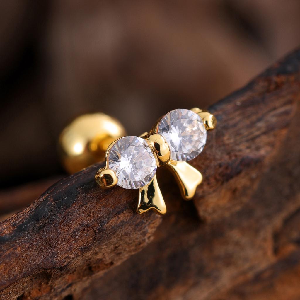 10 шт./набор 20G Золотая серьга-пирсинг хряща уха с CZ, серьга-пирсинг трагуса, дизайн медведя и паука, кольца-гвоздики для хеликса, пирсинг конч уха, ювелирные изделия из стали 316L