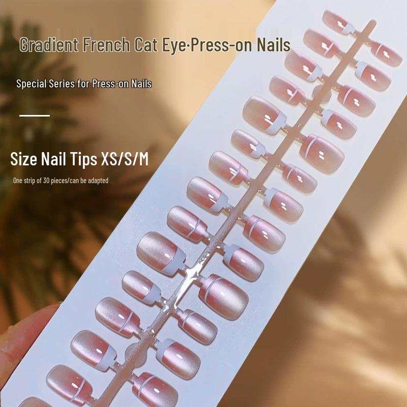 Spring Collection Cat Eye High-End Wearable Fake Nails - Pre-Made Temperament Nail Pieces 054-327