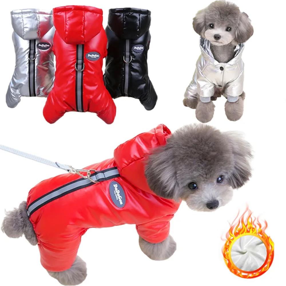 Winter Dog Clothes Thicken Puppy Hoodies Warm Dog Jumpsuits Waterproof Pet Jacket Coat for Small Medium Dogs Chihuahua Apparel French Bulldog Overalls