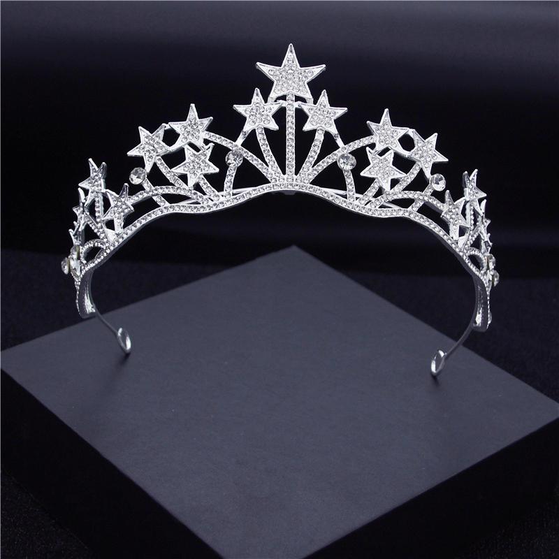 Великолепная звездная корона, повязки на голову, королевский головной убор для невесты, роскошные диадемы принцессы на день рождения, свадебные украшения для волос, украшения