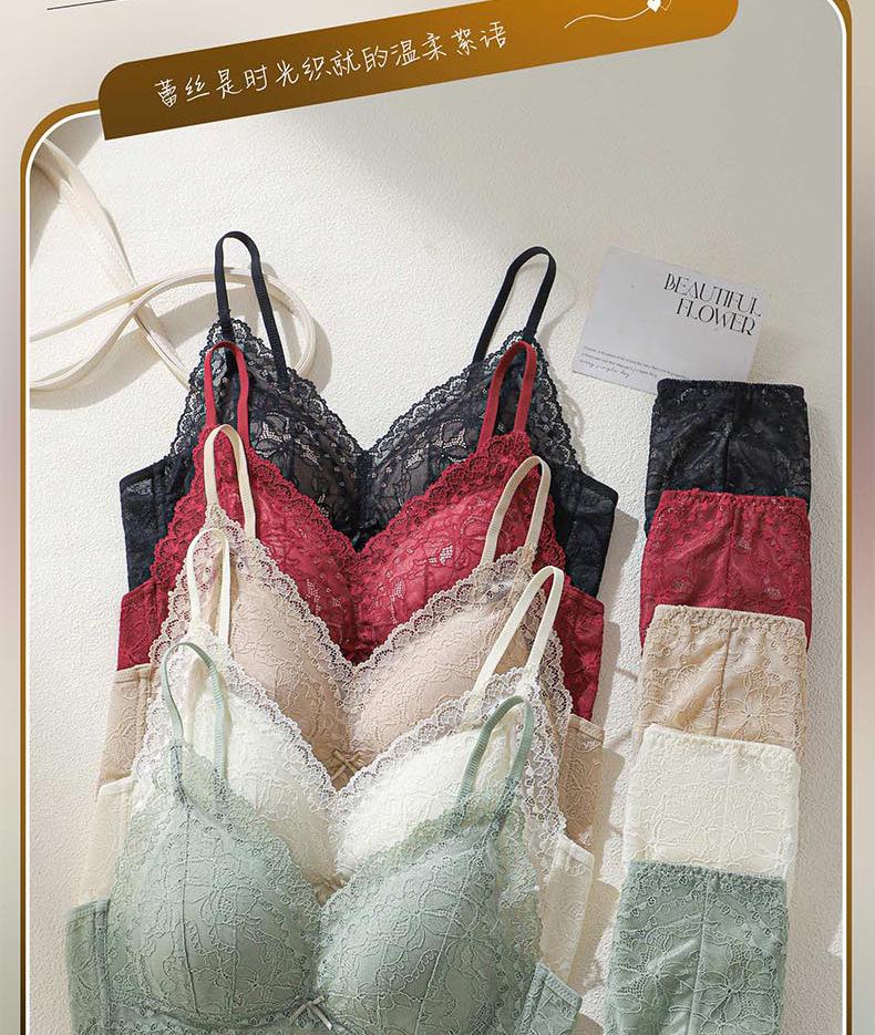 French Lace Triangle Cup Bra: Sexy, Comfortable, Breathable, Thin, Beautiful Back Design