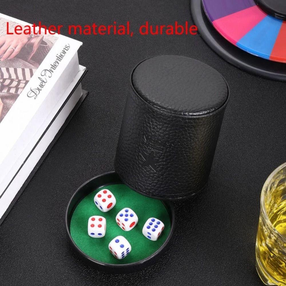 Durable with Lid Dice Cup Leather Black Board Games Green Red Lining Party Dice Cup