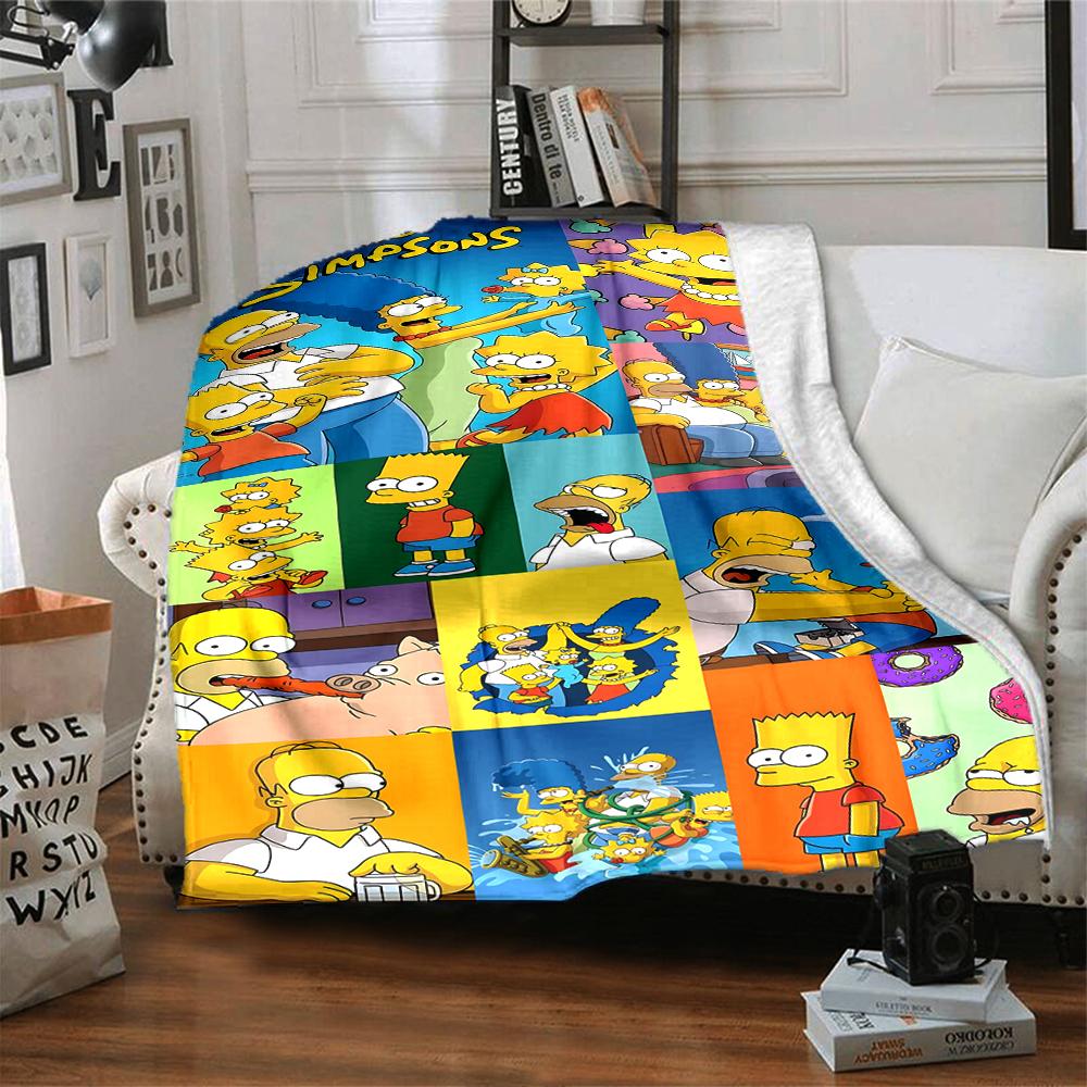 1Pc Simpsons Family Blanket Soft Throw Blanket For Home Bedroom Bed Sofa Travel Office Solid Christmas Blanket