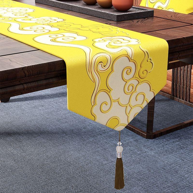 Новый китайский стиль, легкие роскошные скатерти, высококачественная прямоугольная скатерть, современный благоприятный узор в виде облаков, столы с флагом, коврик для украшения дома