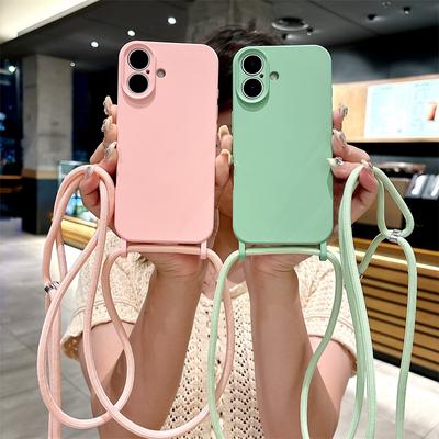 Чехол для телефона из жидкого силикона с ремешком для Apple iPhone 16 15 14 13 12 11 Plus Pro Max, защитный ремешок для руки, противоударный чехол