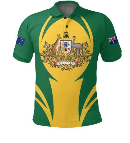Australian flag polo shirt lapel short sleeve top summer trend clothes 3D printing oversized t-shirt