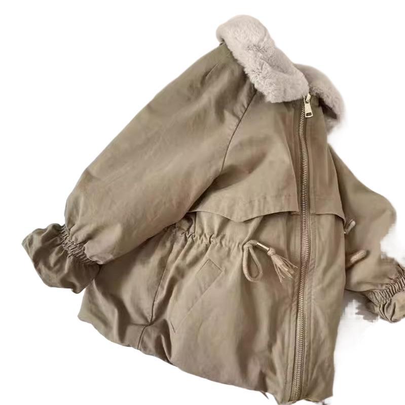 Парки из смеси шерсти ягненка цвета хаки для мальчиков, пальто, осенне-зимние пальто, меховые куртки для девочек, симпатичная теплая куртка, детский зимний комбинезон, мода