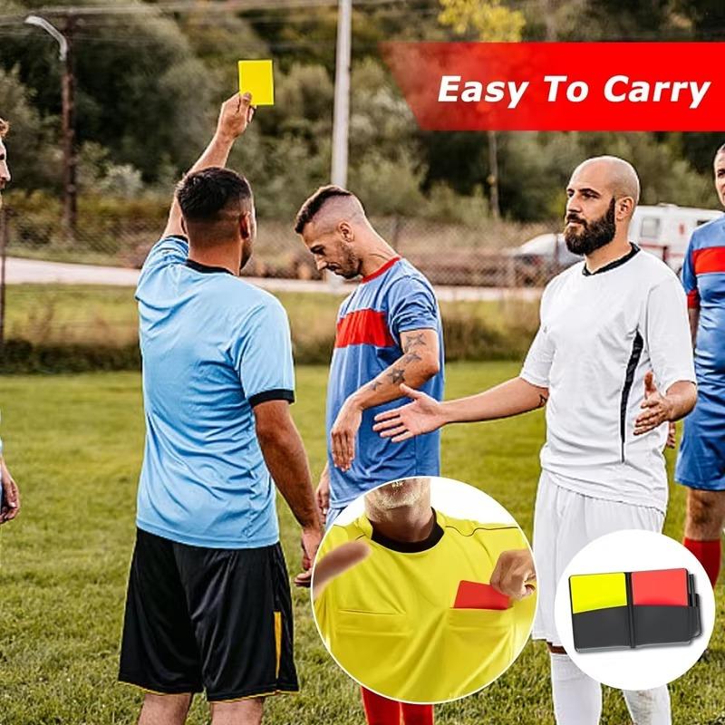 Soccer Referee Card Set Red and Yellow Warning Cards with Record Paper, Pencil, Card Wallet, Soccer Referee Kit Sports Games