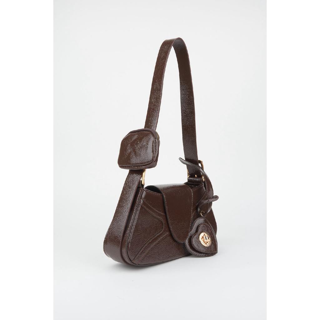 Женский бордовый кошелек-багет из искусственной кожи с застежкой на руку и сумка через плечо