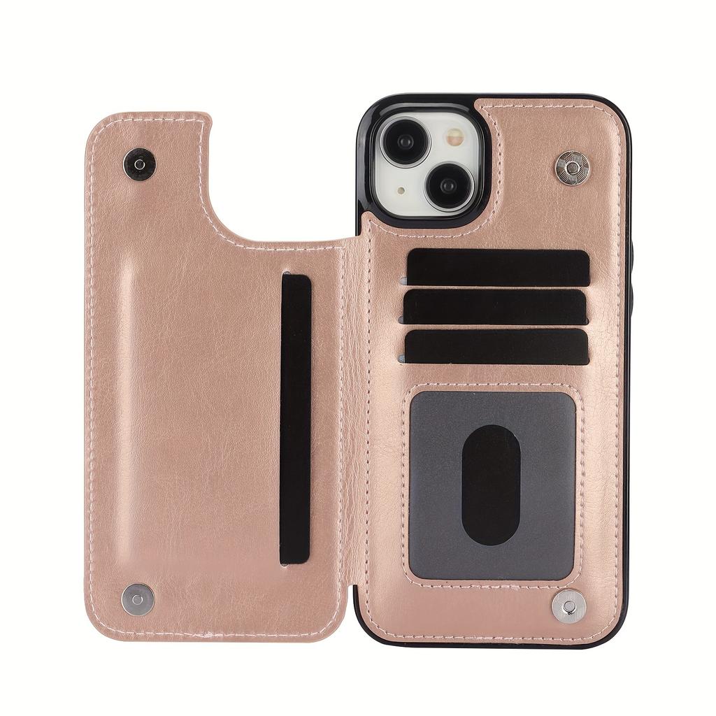 Чехол для телефона-кошелька с держателем для карт, чехол с подставкой для карт из искусственной кожи, двойной магнитной застежкой и прочным противоударным чехлом, для IPhone