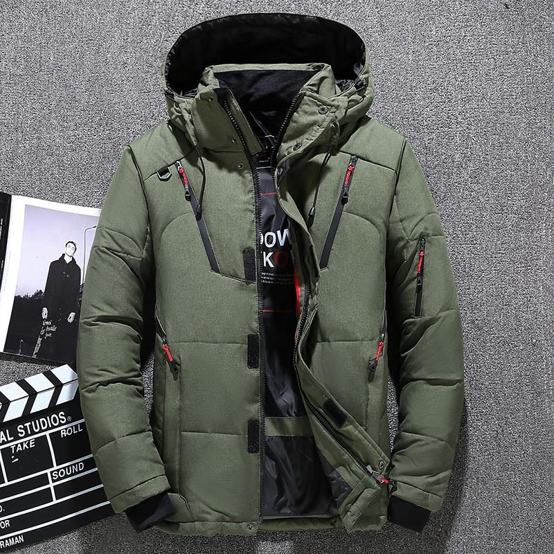 Mens Short Winter Down Jacket Outdoor Casual Multi-pocket Hooded Warm Coat EUR Sizes