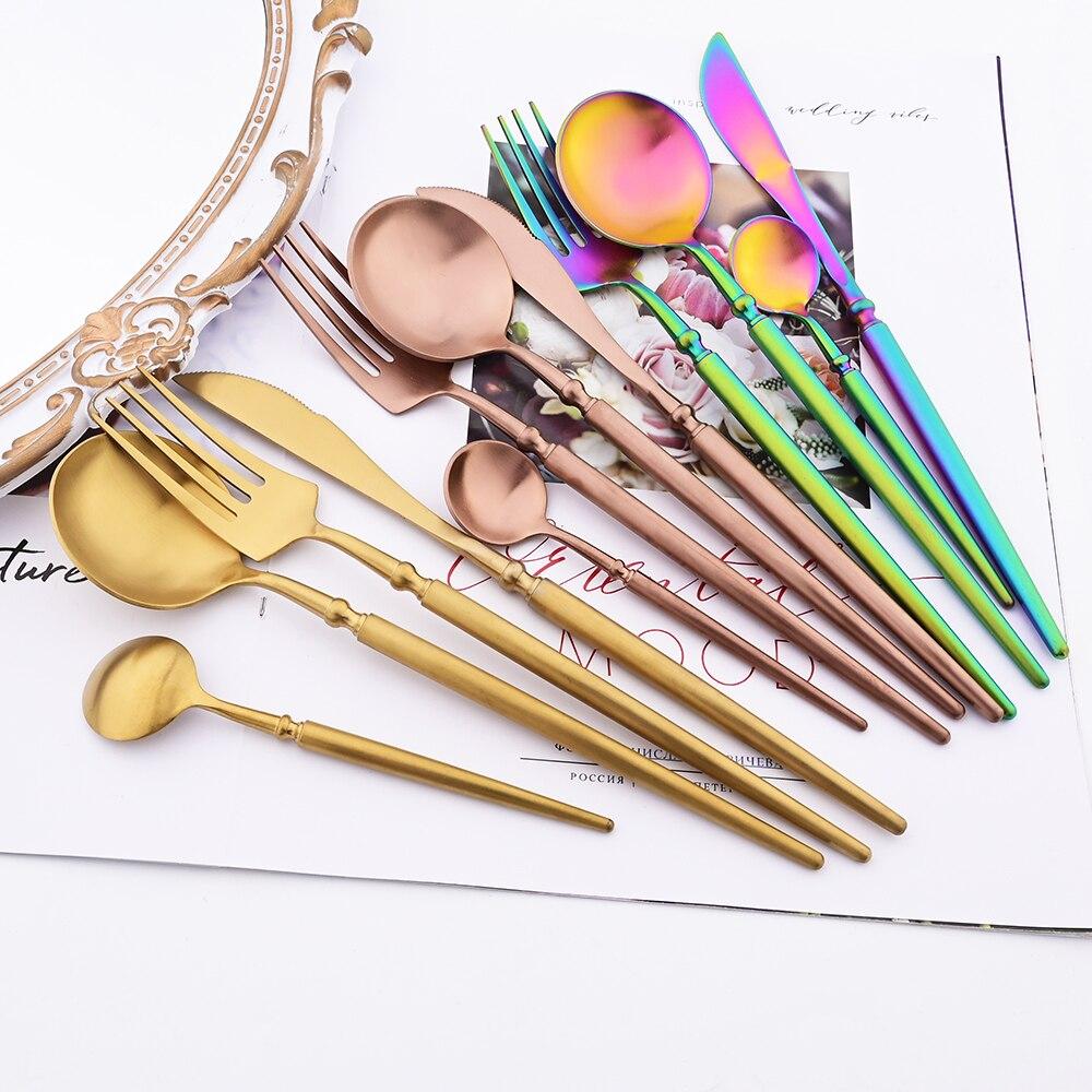 4 шт., набор столовых приборов из нержавеющей стали 304, роскошный набор столовых приборов, золотая вилка, ложки, острый нож, сверхмощный набор столовых приборов для западного ужина