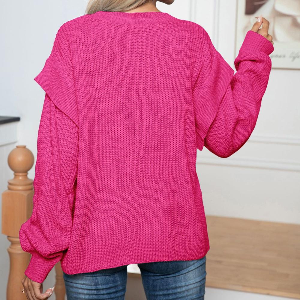 IHUASU Женский свободный трикотажный свитер с заниженной линией плеч и длинными рукавами