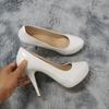 New Women Pumps Autumn Round Toes High Heels Fashion Sexy 12cm Heel Banquet Platform Stilettos Wedding Prom Shoes Plus Size