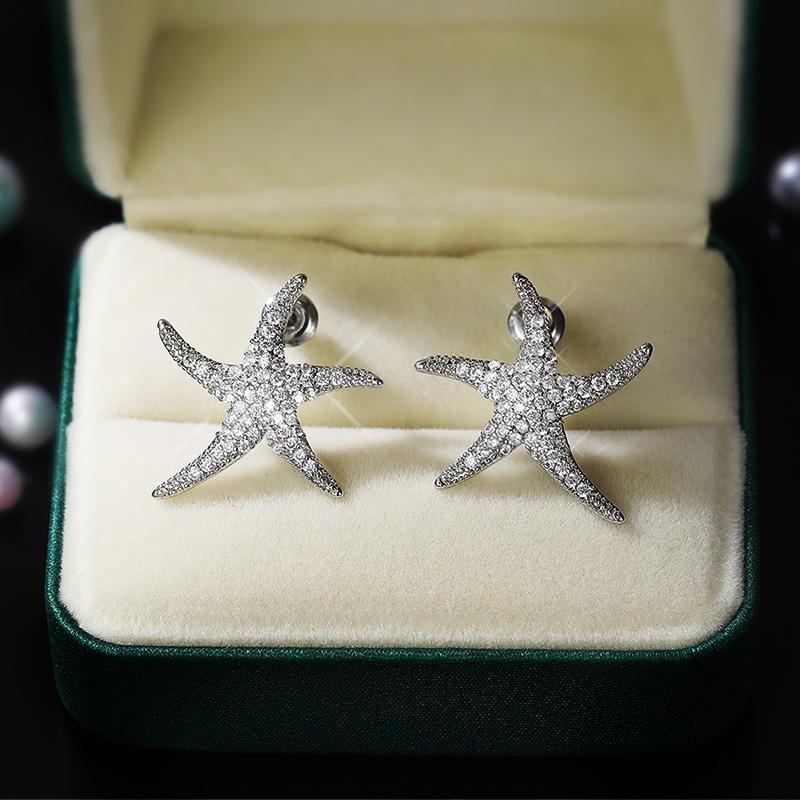 Серьги-гвоздики Huitan Luxury Color Starfish для женщин с микро-паве CZ Crystal в виде пятиконечной звезды, ювелирные изделия с доставкой