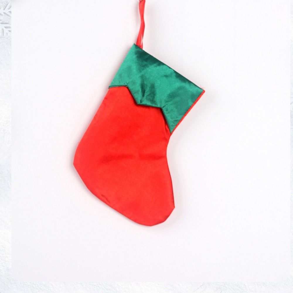Simple Christmas Socks Red & Green Christmas Stockings Navidad Candy Gift Bags Festive Xmas Tree
