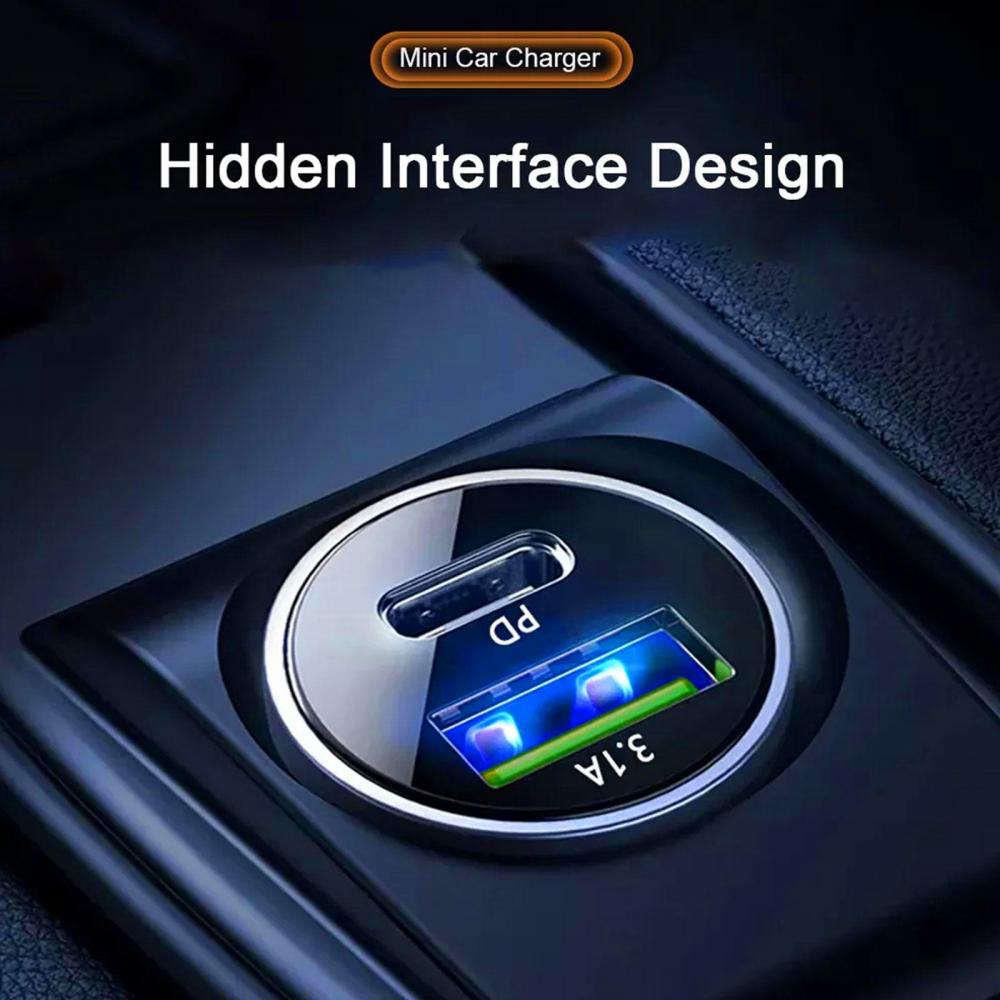 Автомобильное быстрое зарядное устройство типа C PD, адаптер для быстрой зарядки телефона в автомобиле для iPhone 13 12 Xiaomi Samsung Mini USB C, автомобильное зарядное устройство 3.1A