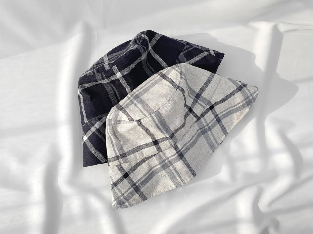 Women's Unisex Linen Check Bucket Hat
