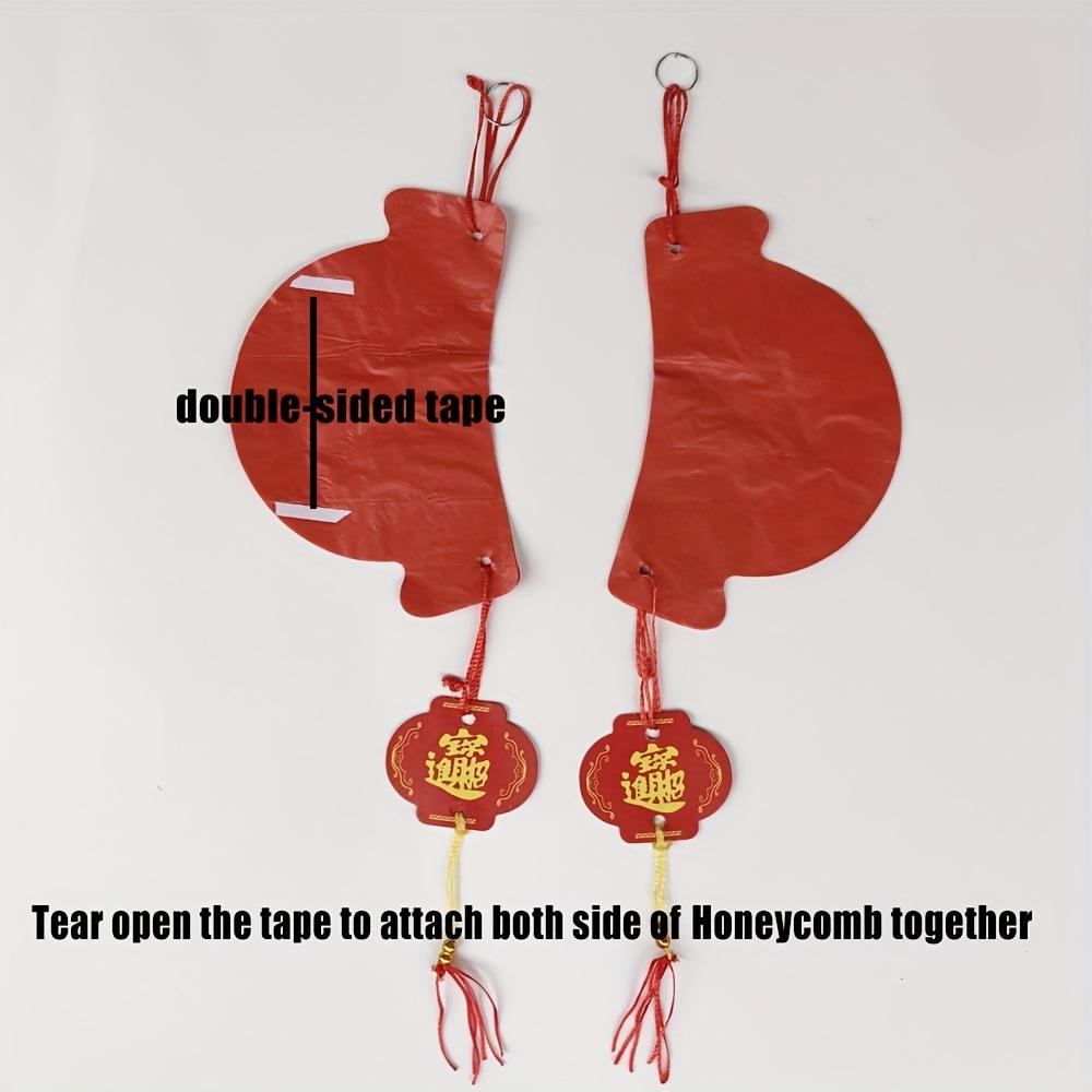 Red Chinese FU Plastic Honeycomb Lanterns for Wedding New Year Christmas Outdoor Decoration