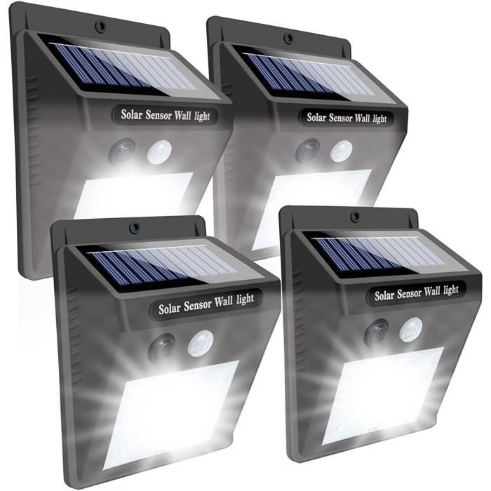 Lampe solaire - 4 pièces 30 LED - Détecteur de Mouvement - IP65 étanche