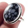 Natural Snowflake Obsidian Gemstone Handmade 925 Sterling Silver Ring S.9 D6N67