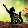 1pc Black Cat Metal Stake Sculpture for Garden and Patio Decor - Perfect Gift for Cat Lovers and Outdoor Enthusiasts