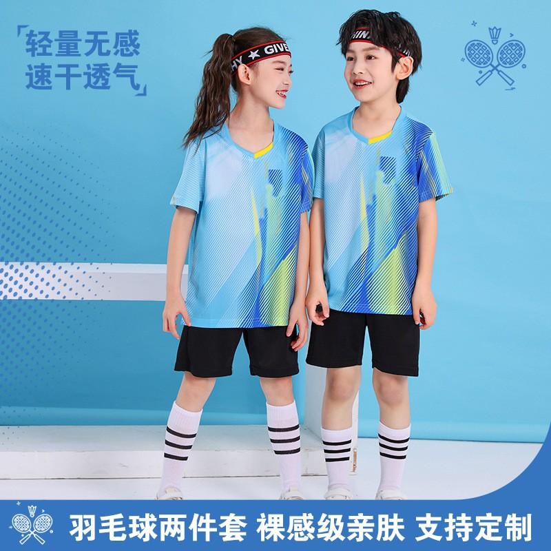 Kids Badminton Shirts Shorts Set Quick Dry Breathable Training Match Sports Wear