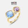European-American Cross-border Zircon Ring: Women's S925 Sterling Silver, Two-Tone Candy Design, Light Luxury, Colored Zircon, Index Finger Ring