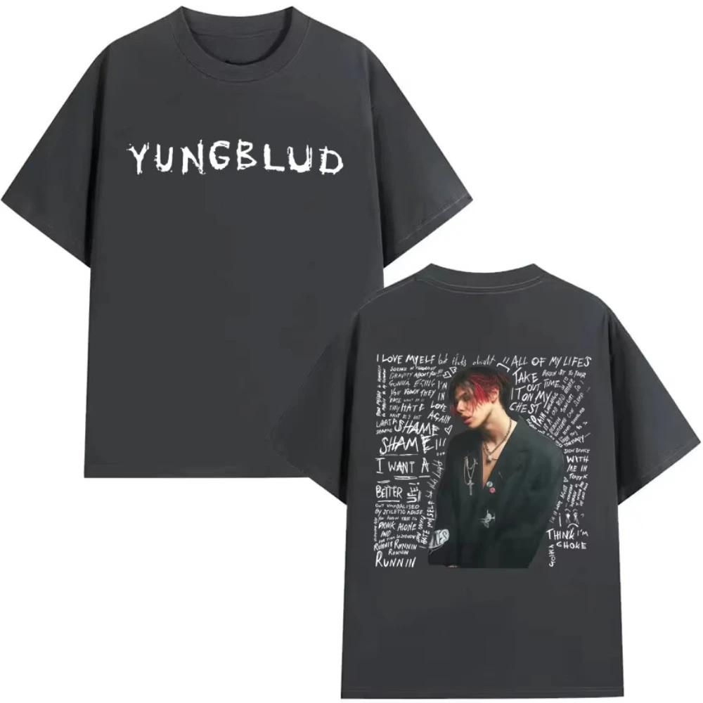 2026 Summer Rapper Yong Bulu Graphic Print Tshirt Unisexs Fashion Hiphop Retro Cotton Shortsleeved Loose Casual Women Shirt