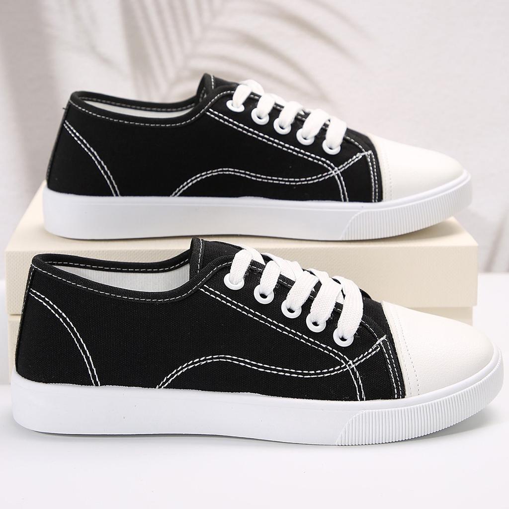 Женские модные парусиновые кроссовки, повседневные теннисные туфли на плоской подошве Zapatillas De Deporte, белые и черные лоферы 2024