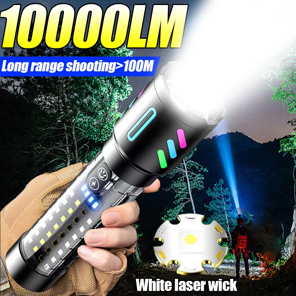 Мощный универсальный светодиодный перезаряжаемый фонарик для улицы с зарядкой Type-C, мощный ручной фонарик COB со встроенным аккумулятором