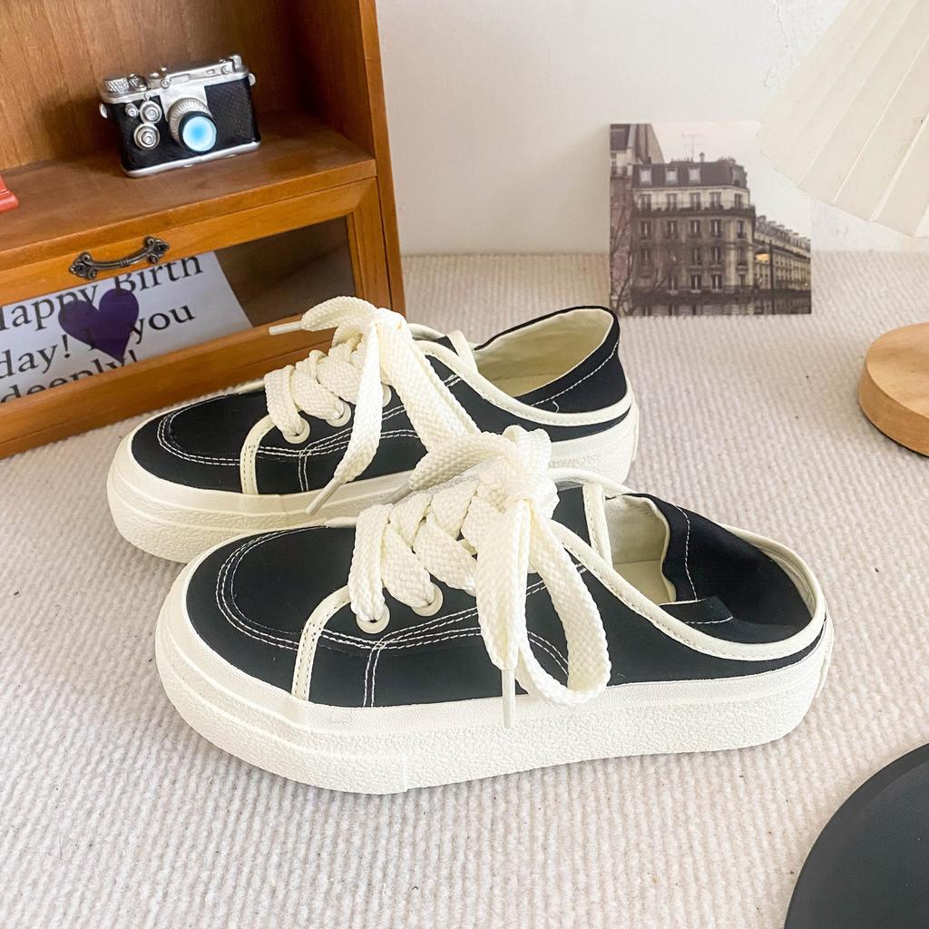 TP203 популярные двухслойные парусиновые туфли женские летние популярные ленивые туфли с одной педалью для доски ниша универсальные белые туфли