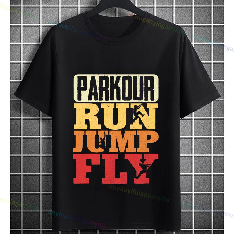 Parkour Freerunning Traceur Athlete Parkour Run Jump Fly Graphic Tshirt Casual Round Neck Cotton Allseason Comfort Tshirt