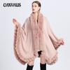 Autumn and Winter Women's Hair Collar Shawl Cape Irregular Large Size Knitted Cardigan Loose Jacket