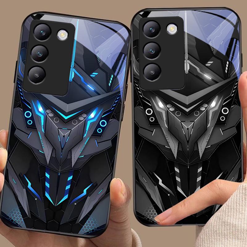 Креативный Мех Для Y72 33S 11 03 36 96 Lite 35 16 Iqoo 12 V40 SE 5G 29 40 21 30 X80 Pro Vivo Закаленное Стекло Чехол Для Телефона Черный