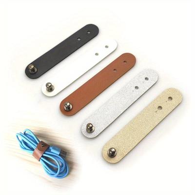 5 шт. кожаный кабель для сматывания кабеля, зарядный кабель, USB-кабель, комплект для хранения, кожаный ремень с регулируемой пряжкой и отверстием