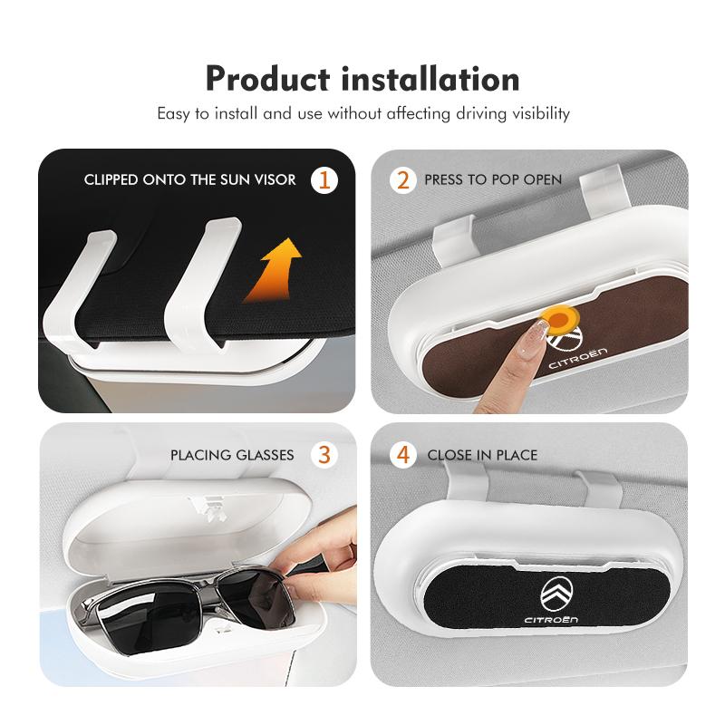 Suede Car Sun Visor Glasses Case Organizer Box Sunshade Holder For Citroen C4 C3 C5 C1 C2 C6 C4L DS3 DS4 Berlingo Picasso Jumper aiv256