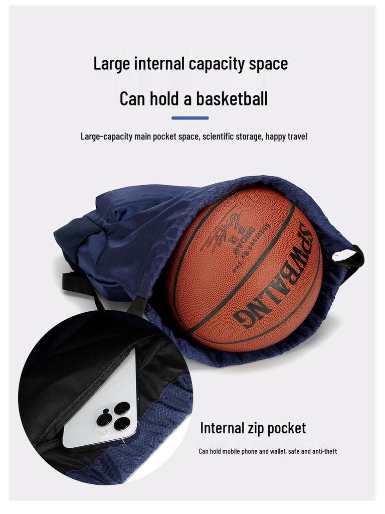 Мужской спортивный рюкзак-мешок для баскетбола - Большая вместимость, водоотталкивающий, с принтом логотипа